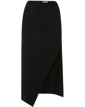 McQueen High-Waist Slit Detailed Midi Skirt - Black
