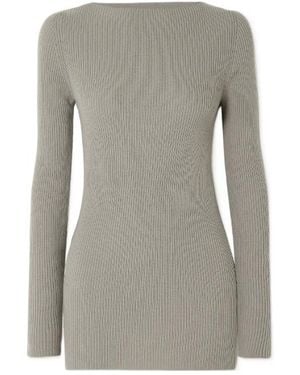 Rick Owens Cut-Out Ribbed Jumper - Grey