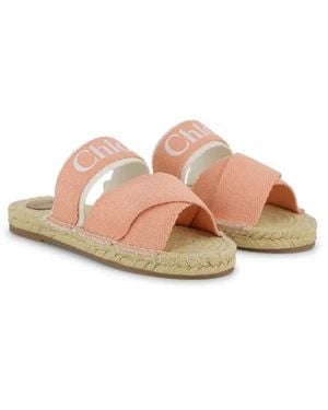 Chloé Logo Cross-Strap Sandals - Pink
