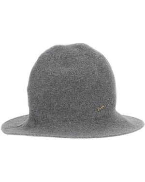 Borsalino Angelina Cloche Logo-Plaque Hat - Gray