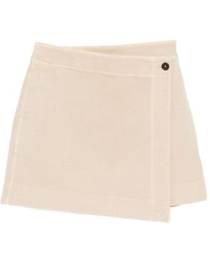 Closed Wrap-Style Button-Fastening Skirt - Natural