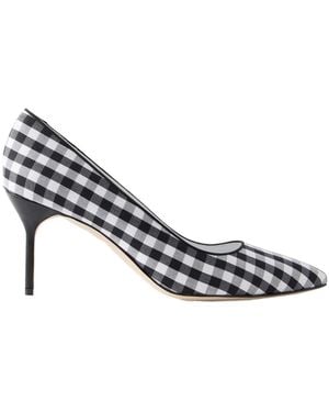 Manolo Blahnik Bb 70 Checked Woven Court Shoes - Metallic