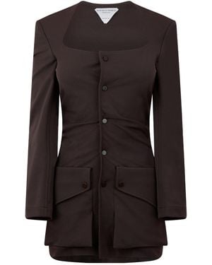 Bottega Veneta Squareneck Tailored Jacket Dress - Black