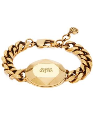 McQueen Logo Engraved Charm Bracelet - Metallic