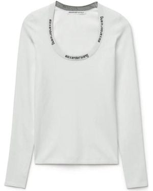 Alexander Wang Logo-Print Long-Sleeved Top - White