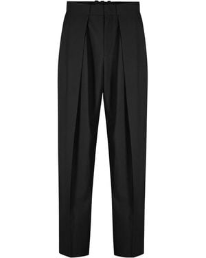 Balmain Solid Color Pleated Pants - Black