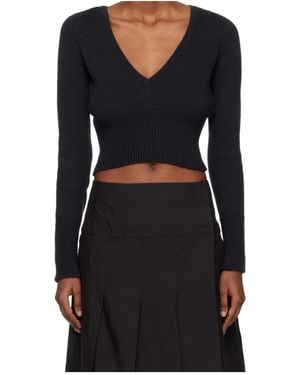 Our Legacy Long-Sleeved V-Neck Sweater - Black