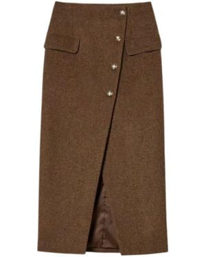 Twinset Skirt With Side-Slit Detail - Brown