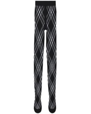 Burberry Equestrian Knight Motif Knit Tights - Black