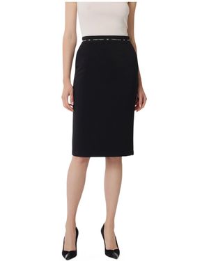 Elisabetta Franchi Logo Ribbon Crêpe Skirt - Black