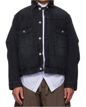 Sacai Faded Denim Jacket - Black
