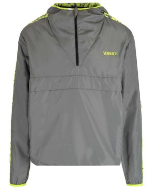 Versace Logo Printed Half-Zip Jacket - Grey