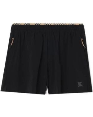 Burberry Check Trim Stretch Nylon Shorts - Black