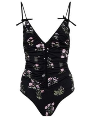 Giambattista Valli Printed Ruched Swimsuit - Black