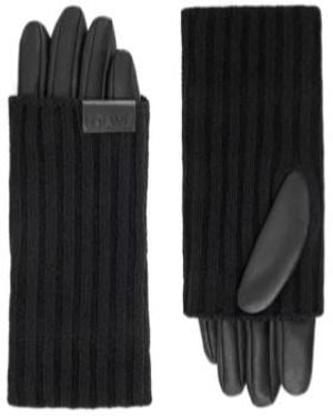 Loewe Ribbed Leather Gloves - Black