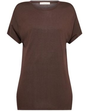 The Row Kota Fine Viscose Blend Short Sleeve Top - Brown