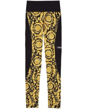 Versace Barocco Printed Stretched Leggings - Metallic