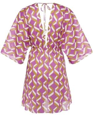 Eres Feel Geometric-Print Kimono Dress - Red