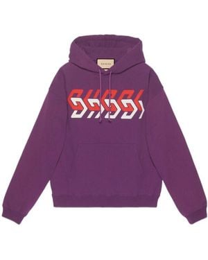 Gucci Logo Cotton Hoodie - Purple