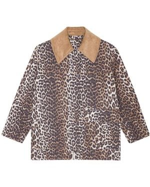 Ganni Jacket With Animal Print - Black