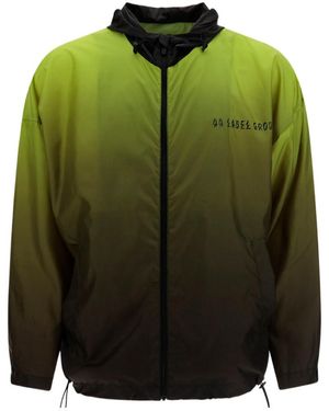 44 Label Group Logo-Print Zip-Up Hooded Jacket - Green