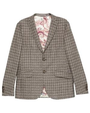 Etro Checked Paisley-Lined Blazer - Grey