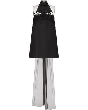 Valentino Embellished Mock Neck Mini Dress - Black