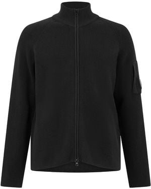 C.P. Company Funnel-Neck Full-Zip Knitted Top - Black