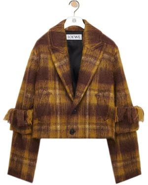 Loewe Plaid-Pattern Wool Jacket - Brown