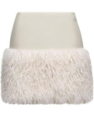 Moncler Teddy-Trimmed Mini Skirt - Natural
