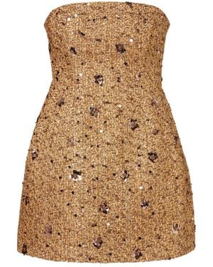 Jonathan Simkhai Kit Sequined Tweed Bustier Dress - Brown