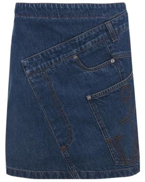 JW Anderson Jw Anderson Twisted Denim Mini Skirt - Blue