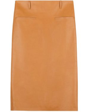 Tod's Leather Midi Skirt - Orange