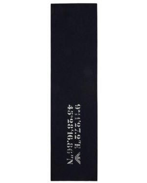 Emporio Armani Logo Wool Scarf - Blue