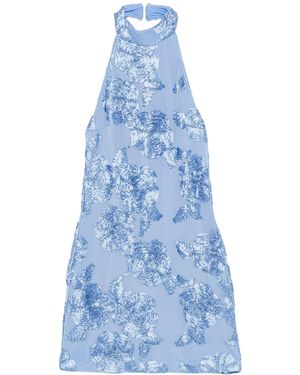 ROTATE BIRGER CHRISTENSEN Floral Embroidery Short Dress - Blue