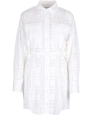 MSGM Cut-Out Detailed Button-Up Shirt Dress - White