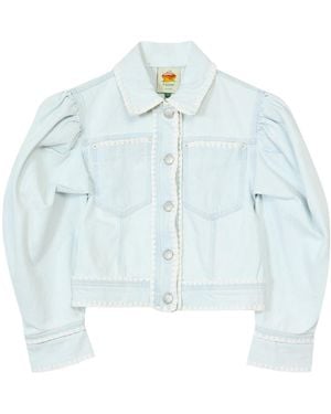 FARM Rio Puffed Sleeves Trim Jacket - Blue
