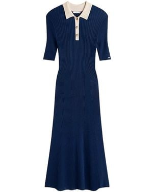 Tommy Hilfiger Rib-Knit Polo Maxi Dress - Blue
