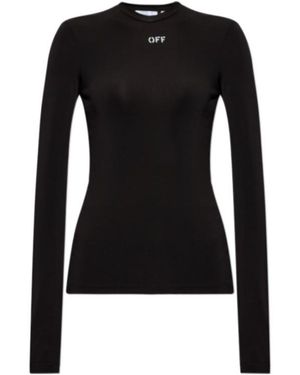 Off-White c/o Virgil Abloh Logo Printed Crewneck Top - Black