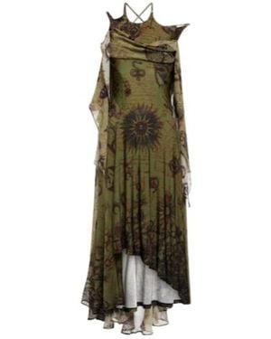 Marine Serre Printed Crêpe Jersey Midi Dress - Green