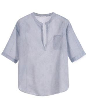 Roberto Collina Striped V-Neck Blouse - Blue