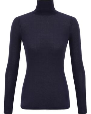 Zimmermann Fine Knit Roll Neck Top - Blue