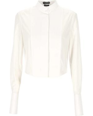 Tom Ford Cropped Open-Back Shirt - White