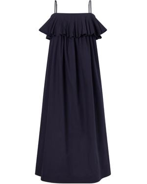 Sea Lois Ruffled Cotton-Twill Midi Dress - Blue