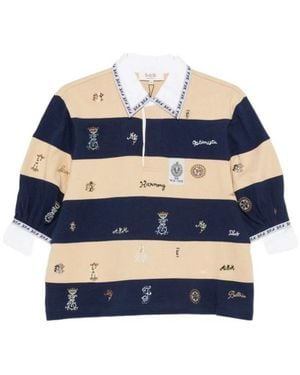 Sea Juliet Embroidered Striped Polo Shirt - Blue