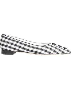 Manolo Blahnik Checkered Ballet Shoes - White