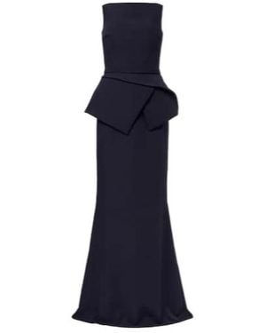Safiyaa Belted Crêpe Gown - Blue