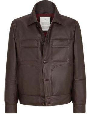 Brunello Cucinelli Nappa Leather Outerwear Jacket With Thermore Padding - Brown