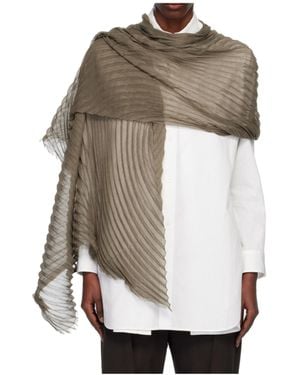Issey Miyake Pleated Silk Scarf - White
