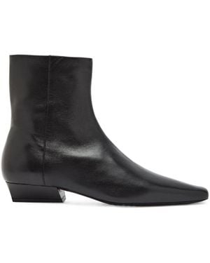 STAUD Solid Leather Ankle Boots - Black